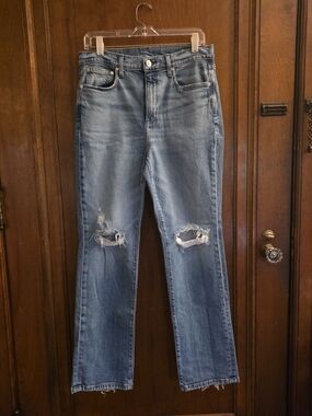 AYR Jeans - The Lala - Size 31 - Straight Leg Medium Rise Blue Denim Distressed